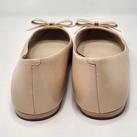 Cole Haan Tali Bow Skimmer Nude Leather Ballet Flats Size 7B Pointed Toe Shoes - Picture 7 of 9